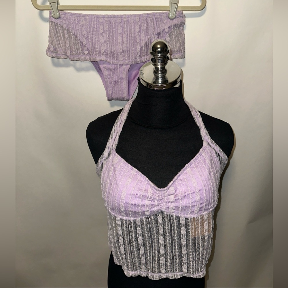 New Berlook Lavender Bikini Set Lace Gauze 2 Piece Bathing Suit Swim Suit